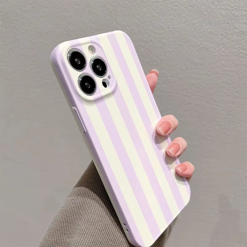 LALA Pastel Purple Stripe Glossy Film Phone Case