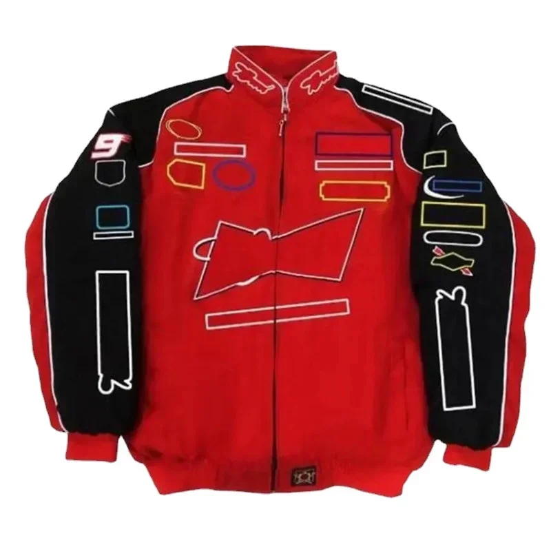 Embroidery Riding Suit Men American Racing Suit Jackets F1 Motorcycle Locomotive Coat Loose Casual Cotton Women Clothes cotton jacket