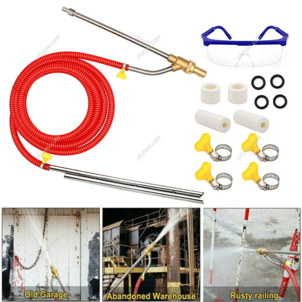 High Pressure Sand Blaster Wet Sandblasting Kit 5000PSI Pressure Washer 1/4''Plug Outdoor For Rust Removal