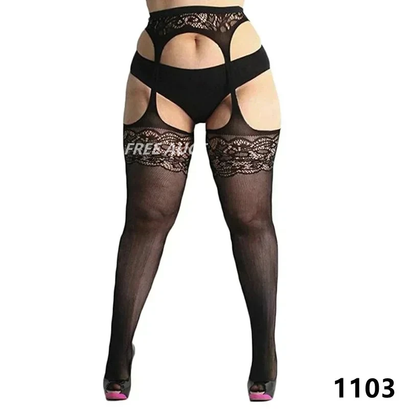Description Picture 5 of itemPlus Size Lace Top Thigh High Stocking Hollow Out Mesh Fishnet Stockings Sexy Fishnets Kawaii Socks