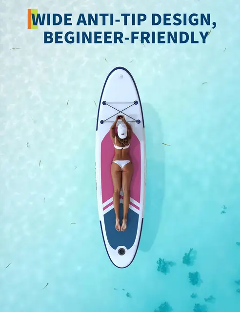 10.6ft Inflatable Stand Up Paddle Board for Adults & Youth, Magenta & White SUP Board with Non-Slip Deck, Complete Kit for Yoga, Cruising, Surfing