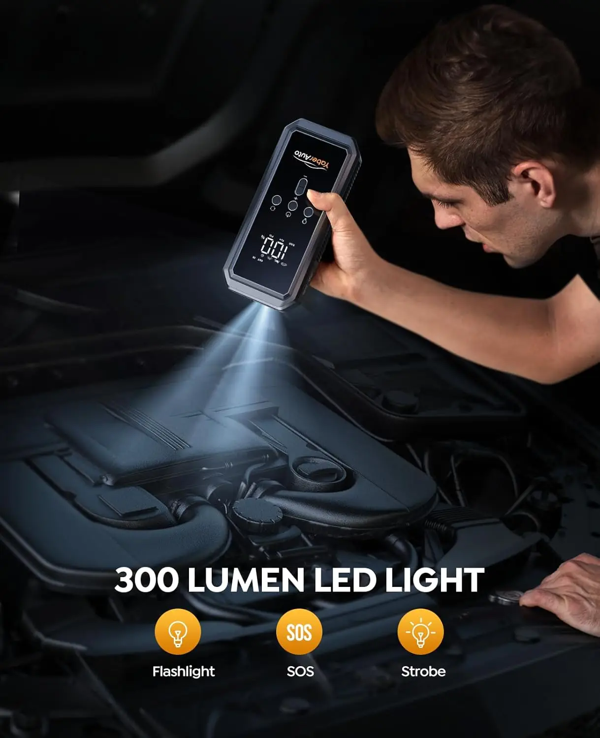8-in-1 Portable Car Jump Starter with Air Compressor, 150PSI 4500A Car Battery Jump Starter (9.0 Gas/8.0L Diesel) 6