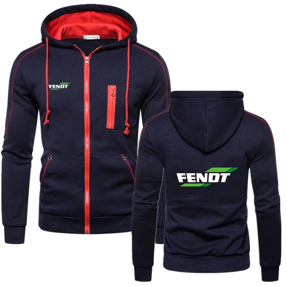 FENDT 2023 Spring New Men's Sweatshirts Solid Color Zip Up Hoodie Coat High Quality Brand Male outdoors Sports Harajuku tops