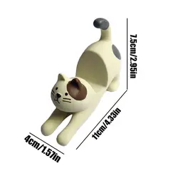 Charming Cat Resin Phone Stand - Adorable Desk Decoration (White)