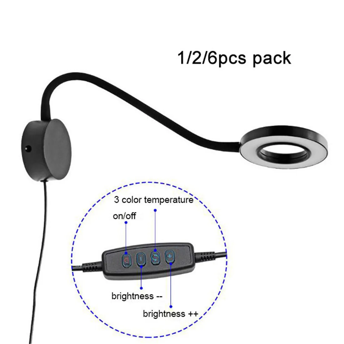 LED Light LED Wall Lamp Wall Light LED Reading Light 1/2/6pcs Pack USB 5W dimmable LED wall lamp black white DC5V USB dimming wall lights for bedside reading Adjustable bedroom lamp
