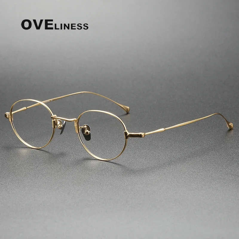 Pure Titanium Glasses Frame Men Women Vintage Round Myopia