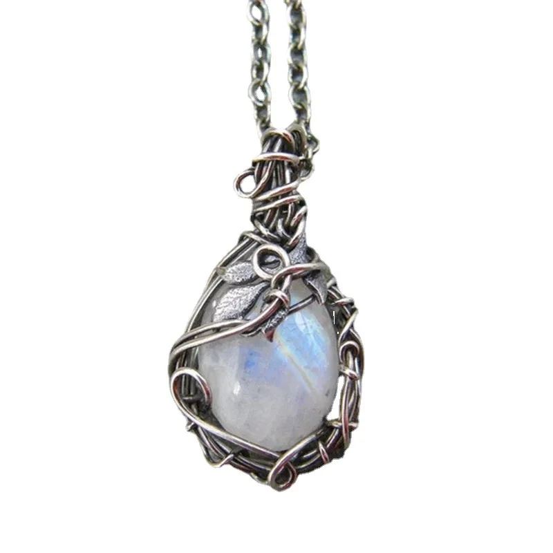 

Accessories Moonstone Necklace Women's pendant Retro Bohemian leaf rattan accessories