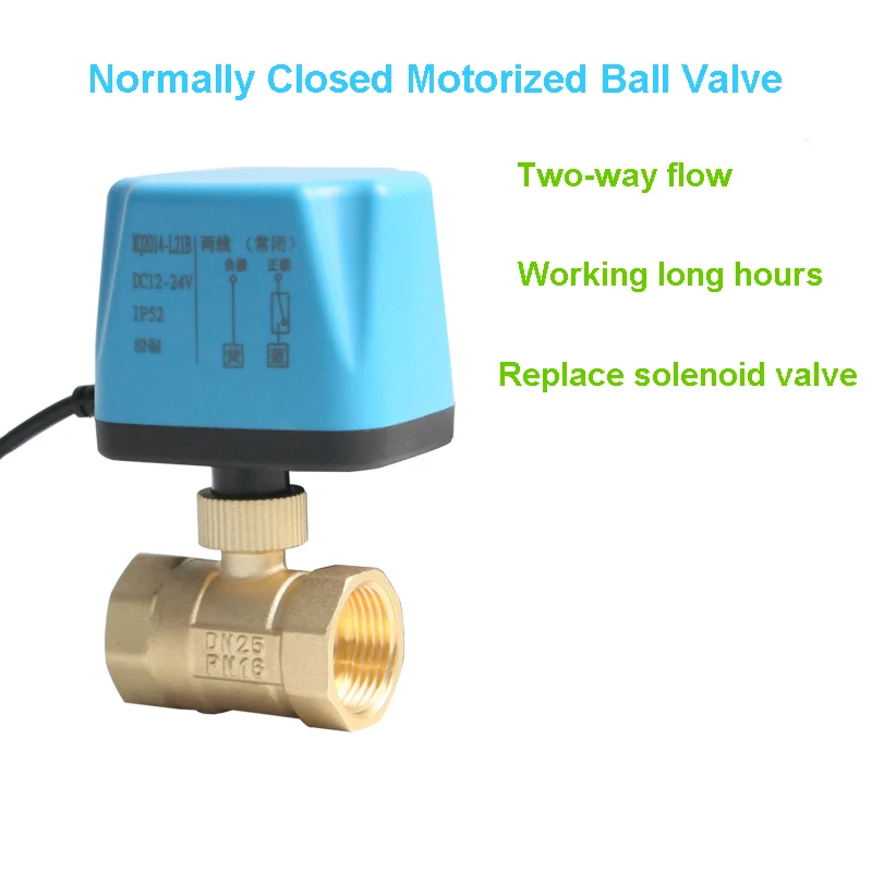 

1/2; 3/4; 1; 2; Normally Closed Motorized Ball Valve 220V 12V 24V 2-Wire Brass Electric Replace Solenoid