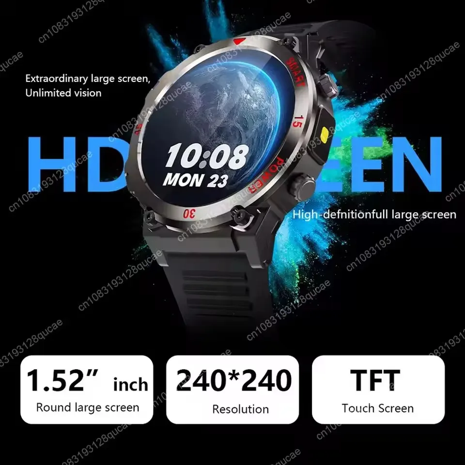 2025 New Men Sports Smart Watch GPS AMOLED Heart Rate Monitoring LED Flashlight NFC Bluetooth Call 3ATM Waterproof Smartwatches 6