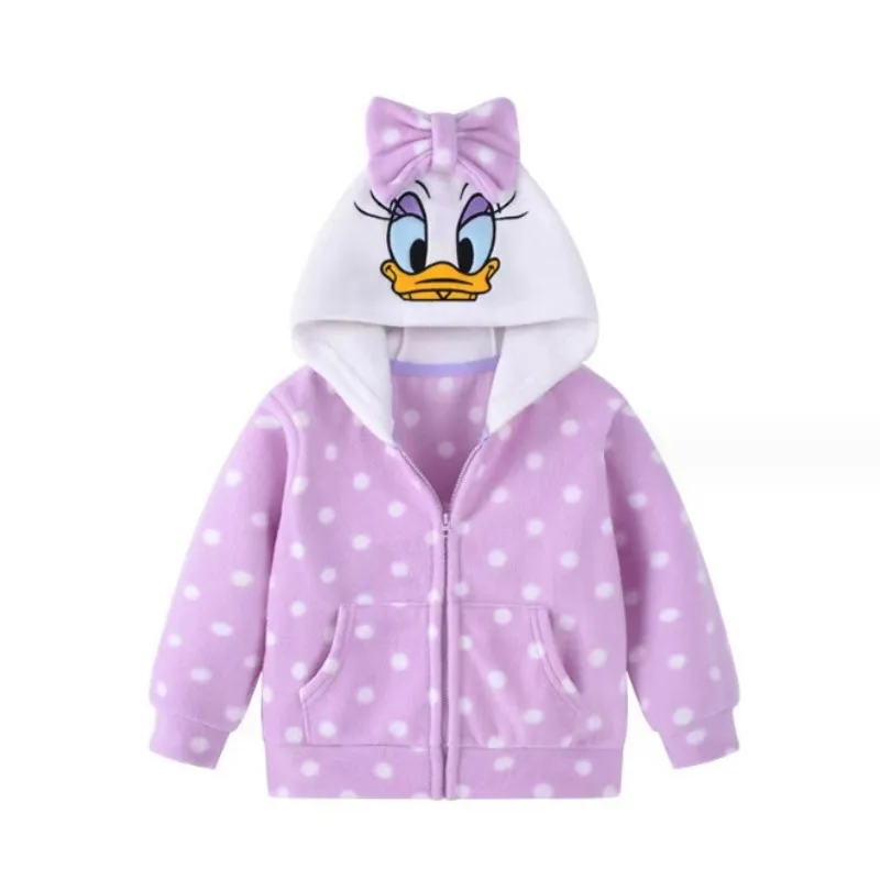 Children's Autumn and Winter fleece hooded jacket Cartoon warm zipper jacket for baby boys and girls