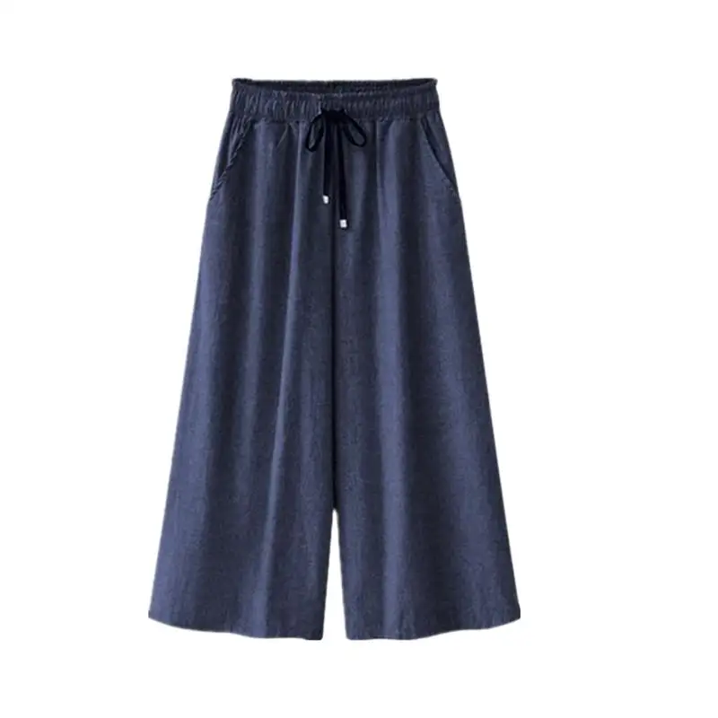 

Autumn Cropped denim Trousers For Women 2024 Summer High Waist Wide Leg Pants Plus size Casual Loose Street Jean Pants