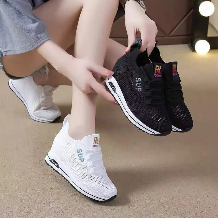 

Women Wedges Shoes Platform Shoes 2023 Spring Breathable Casual Shoes Woman Fashion Sneakers Height Increasing Vulcanize Shoes