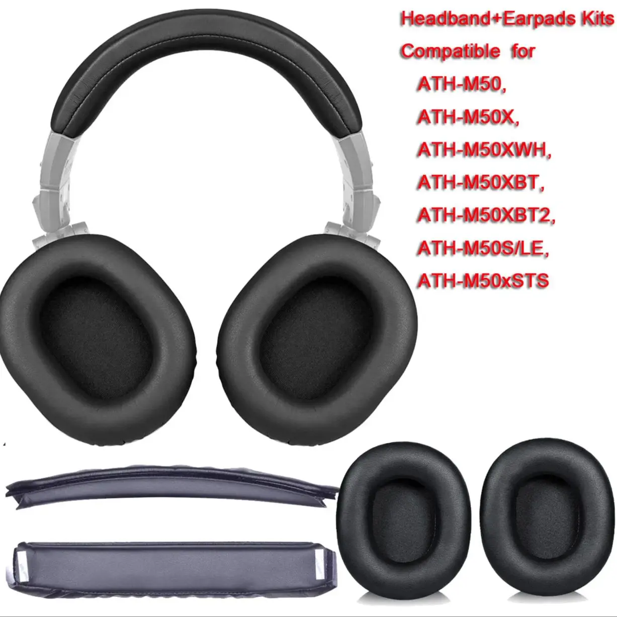 Headband +EarPad Kit for ATH M50X M50XBT M50XBT2 M50 M50S/LE Head Band Replacement Ear Pads Cushions Easy Installation