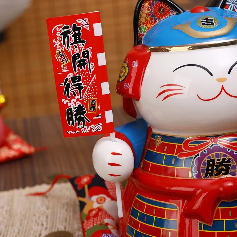 

Ceramic Box Inch Bank Fortune Ornament Lucky Money Cat Piggy Mascot Samurai Decoration Gift Japanese 9 Maneki Neko