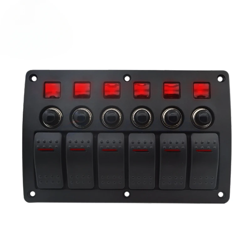 

Marine waterproof switch panel 4, 6, 8 positions with safety circuit breaker RV yacht ship accessories RV speedboat