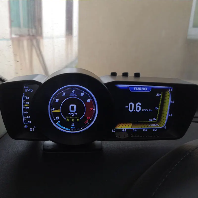 Car HUD Multi-Function Dashboard Head Up Display OBD2+GPS Smart Speedometer Auto Gauge Alarm System Turbo Boost.A600 AP-7