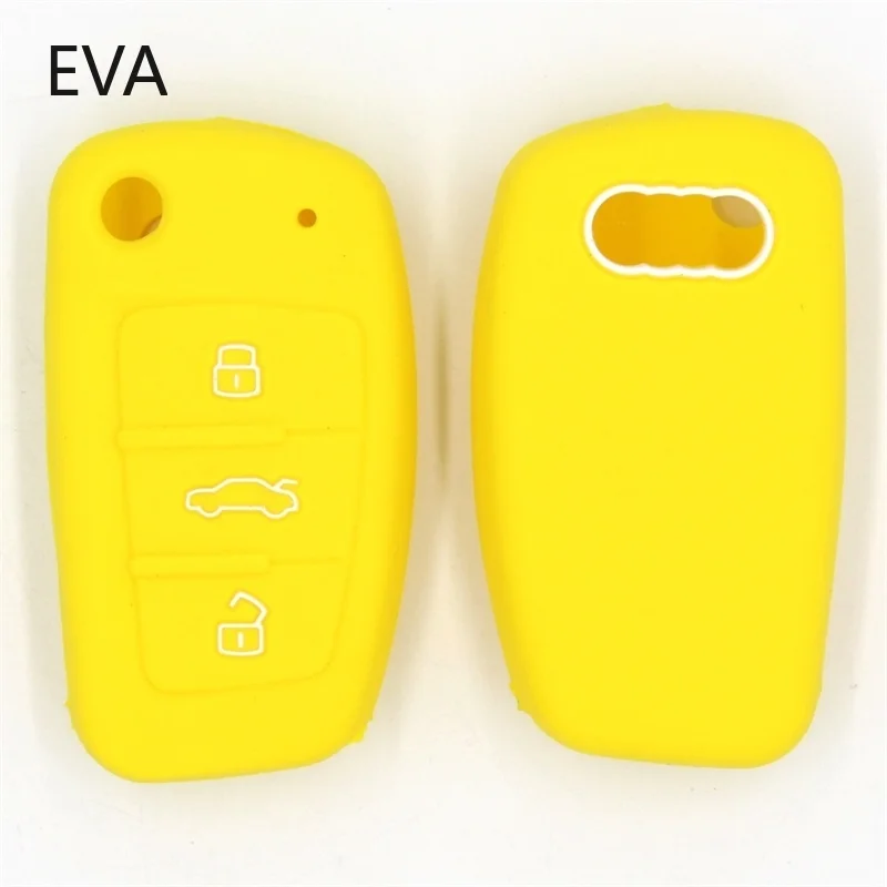 Silicone Car Key Cover for Audi A1 A3 A4 A5 A6 A7 A8 R8 Tt S5 S6 S7 S8 Sq5 Q5 Q7 Rs5 Fold Flip Remote Keychain Case Fob key case key case cover