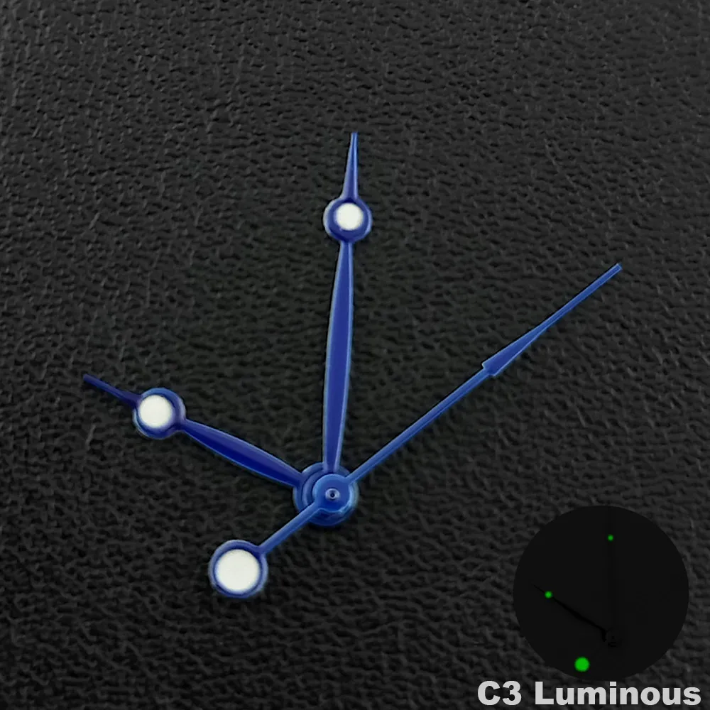 Elegant Silver, Gold, and Blue Luminous Watch Hands, 14.5mm