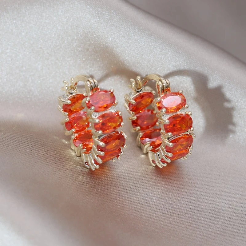 Orange Gold Earrings Orange Gold Jewelry Orange Elegant Earrings