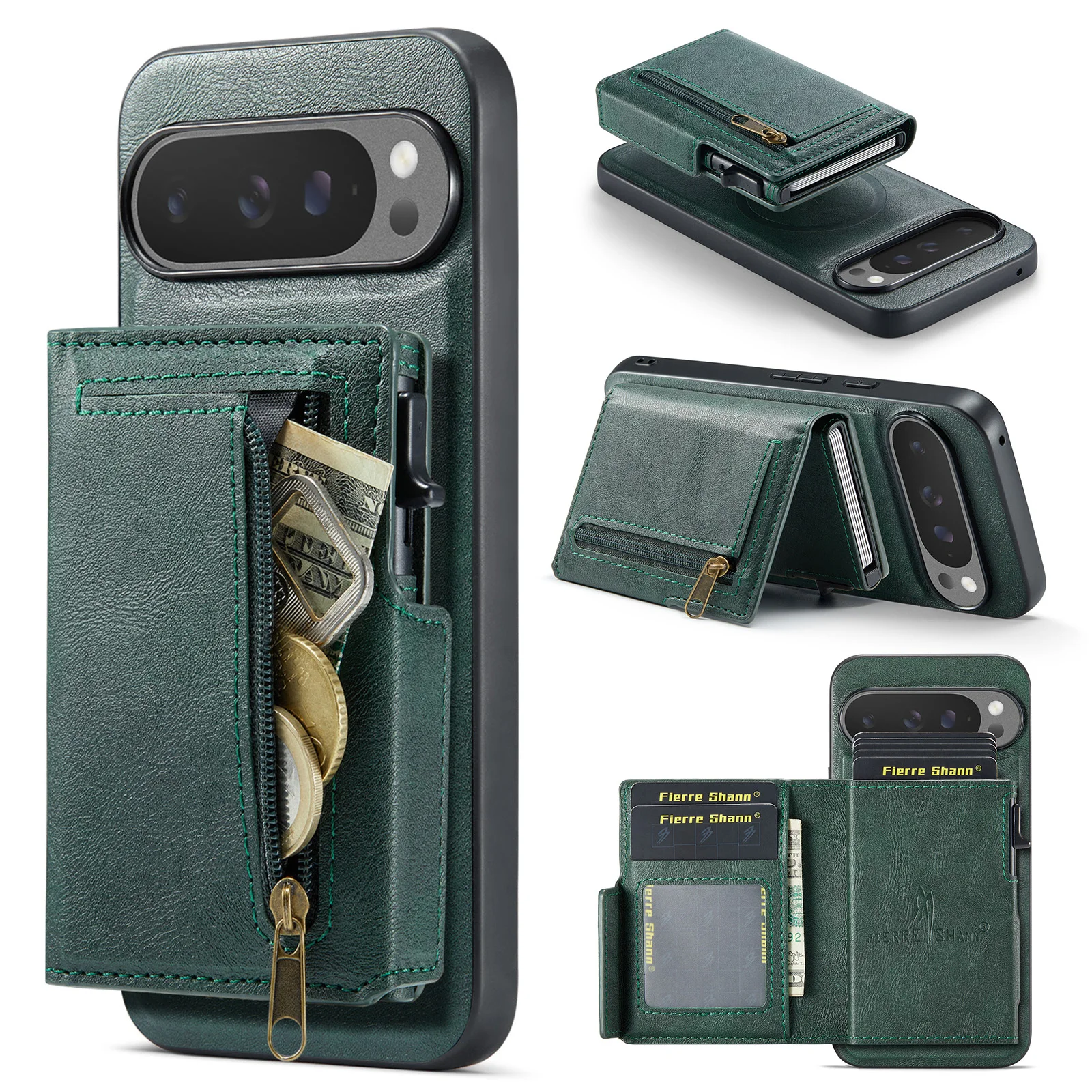Magnetic Detachable Card Holder Phone Case with Oil Wax Texture
