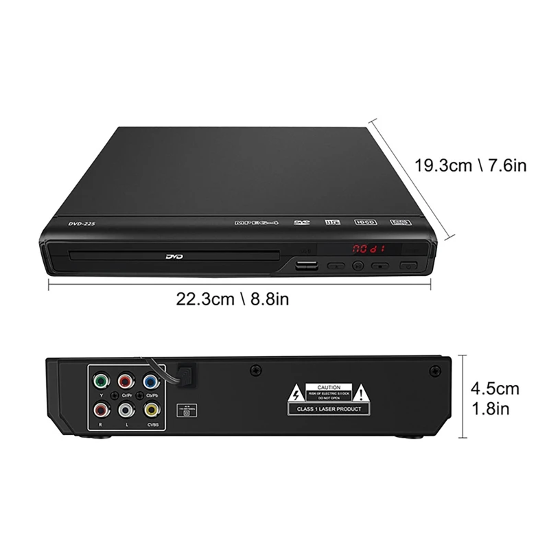 DVD Player HD 1080P Home 225 DVD Player Multimedia Digital TV Disc Player Support DVD CD MP3 MP4 RW VCD DVD Home Theatre System images - 6