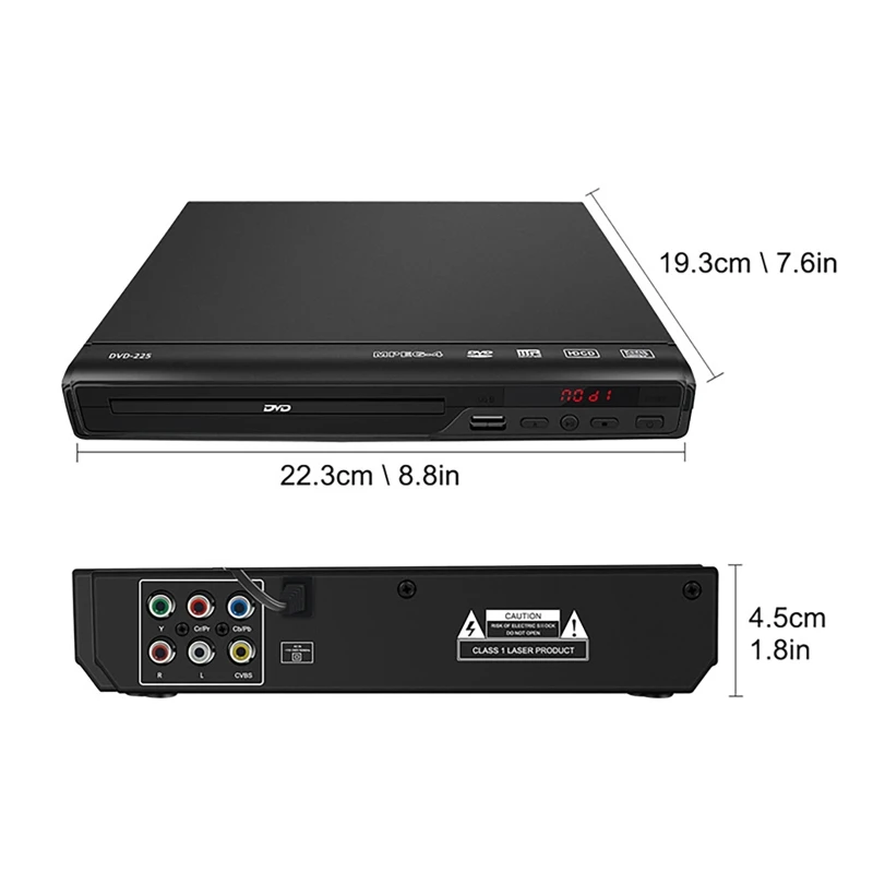 DVD Player 1080P Home 225 DVD Player HD Multimedia Digital TV Disc Support CD MP3 MP4 RW VCD Home Theatre System dvd player cd player