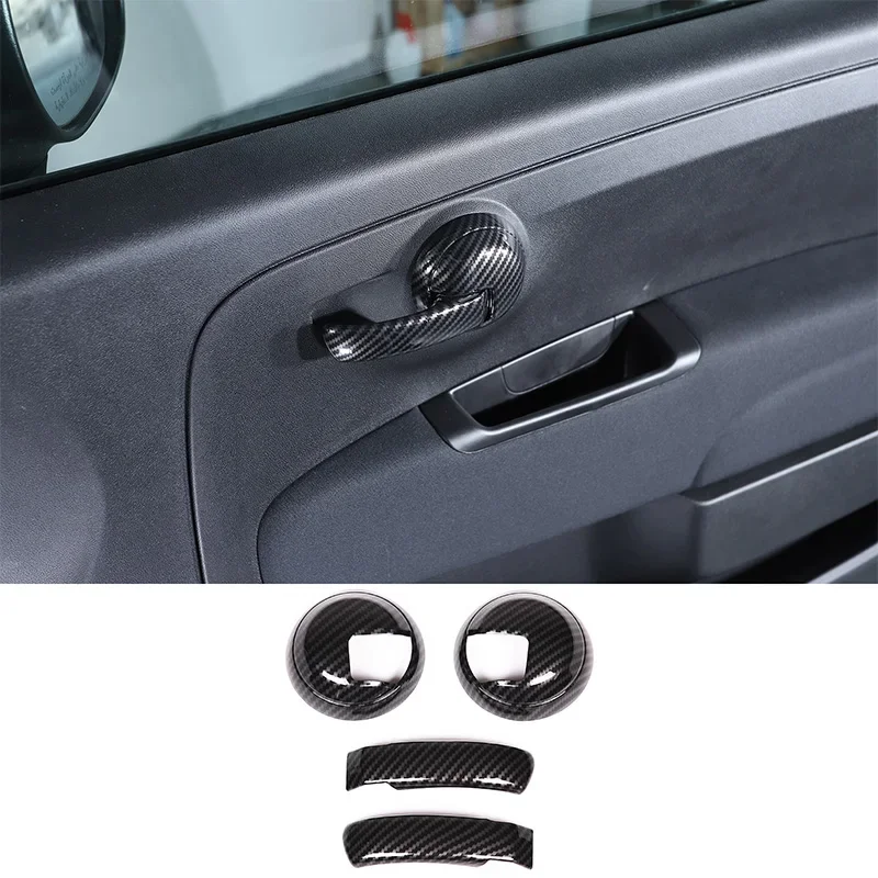 

For Fiat 500 2010-2023 ABS Carbon Fiber Car Inside Handle Panel Frame Cover Trim Sticker Car Accessories