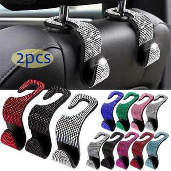 Decorazione con strass Gancio per schienale per seggiolino auto Gancio universale per poggiatesta per veicolo con diamante bling Accessori per auto 1