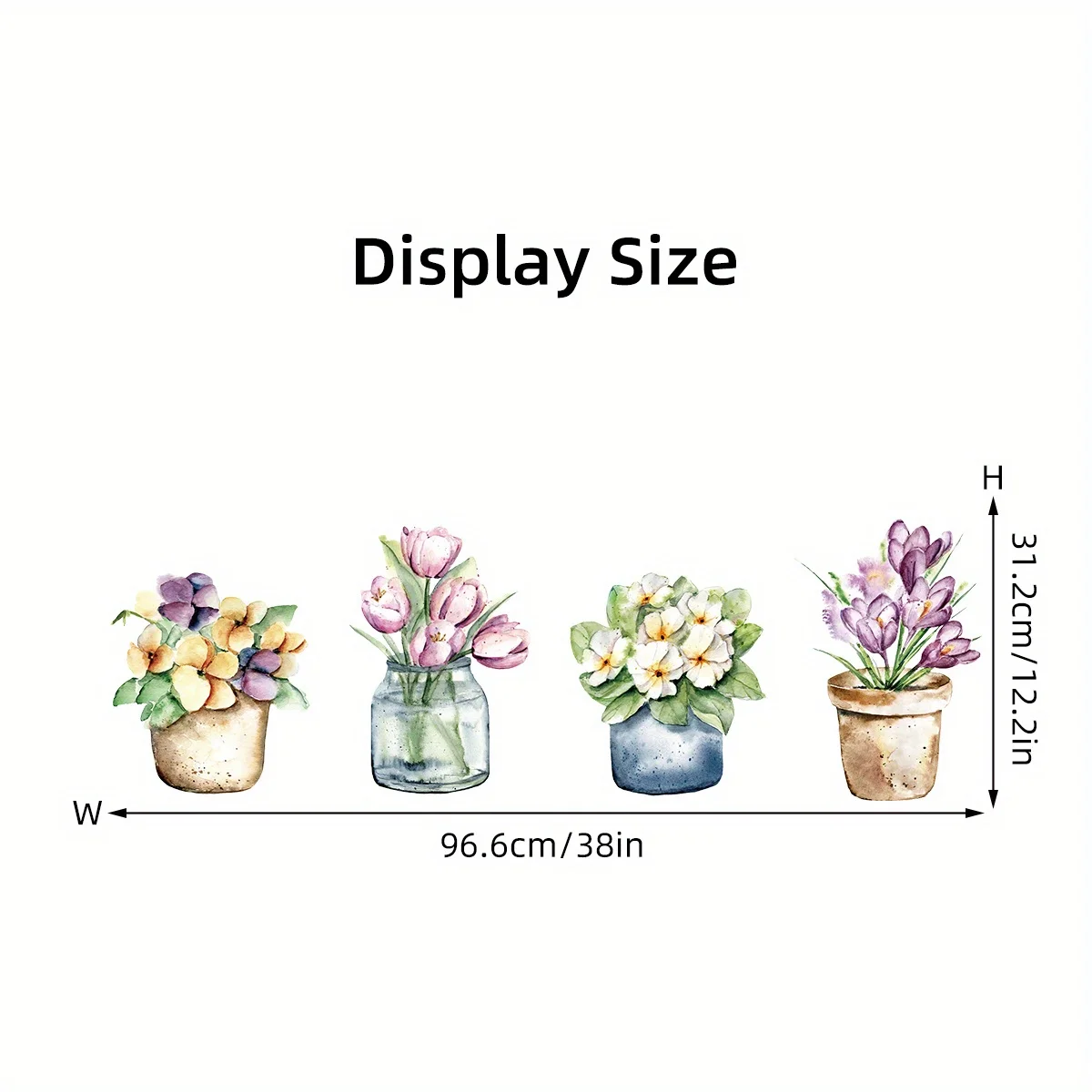 Wall Stickers Wall Sticker Home Decoration Accessories Watercolor Colorful Flower Potted Plant Wall Stickers Kids Room Decor For Bedroom Decoration Living Room Nursery Wall Decals