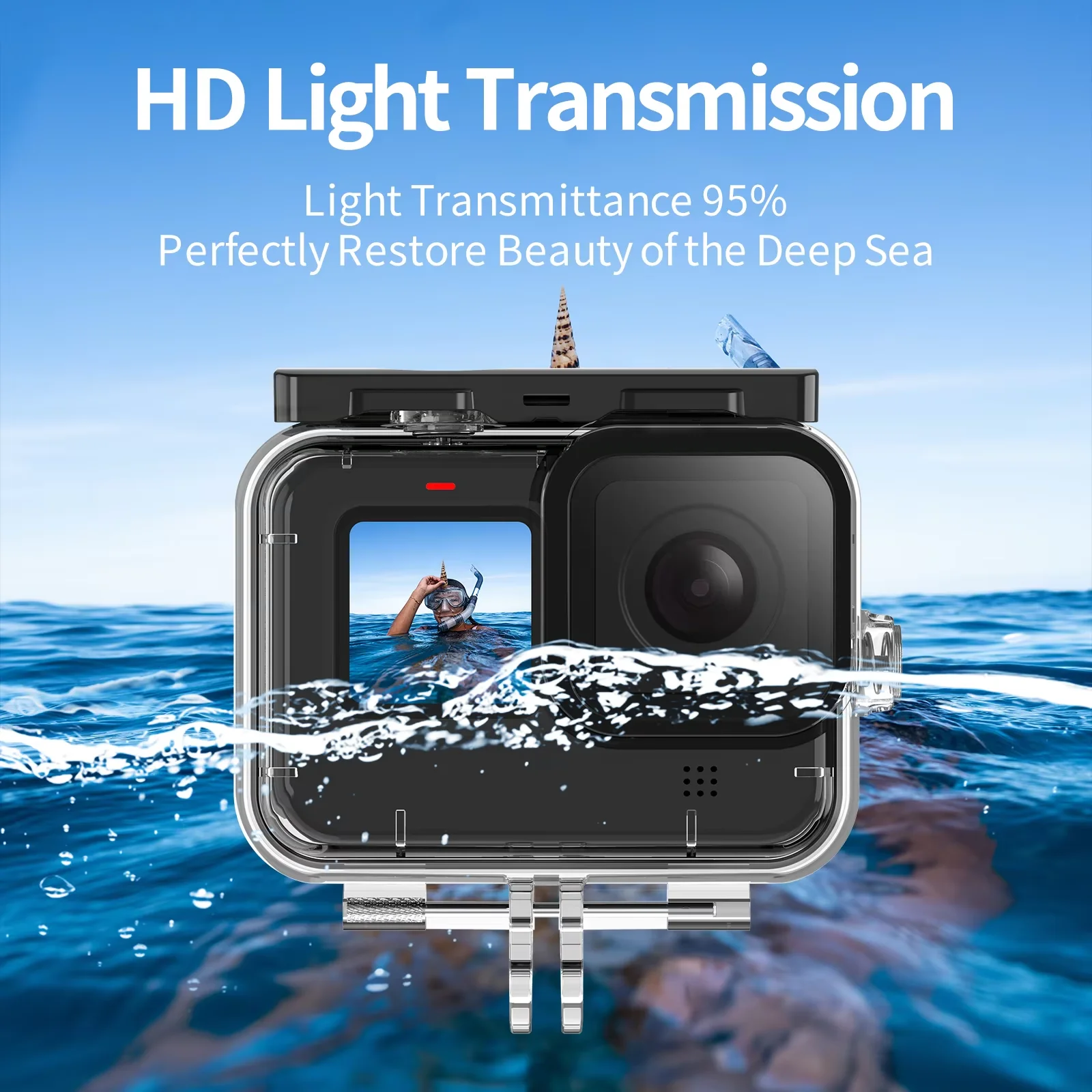 오리지널 텔레신 GoPro Hero 11 10 9 60M 방수 하우징 다이빙 케이스 압력 방지 다이브 필터 포함 카메라 액세서리