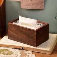 Wooden Tissue Box，Home Living Room Dining Room Desktop Decoration Wooden Cover Tissue Box 2