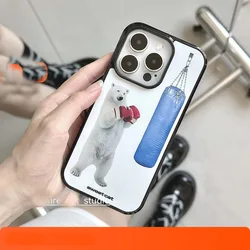 Korean Lovely Boxer Bear Creative Fashion Simple Phone Case - Y2K Kawaii Cover - iPhone 15 Plus (A)