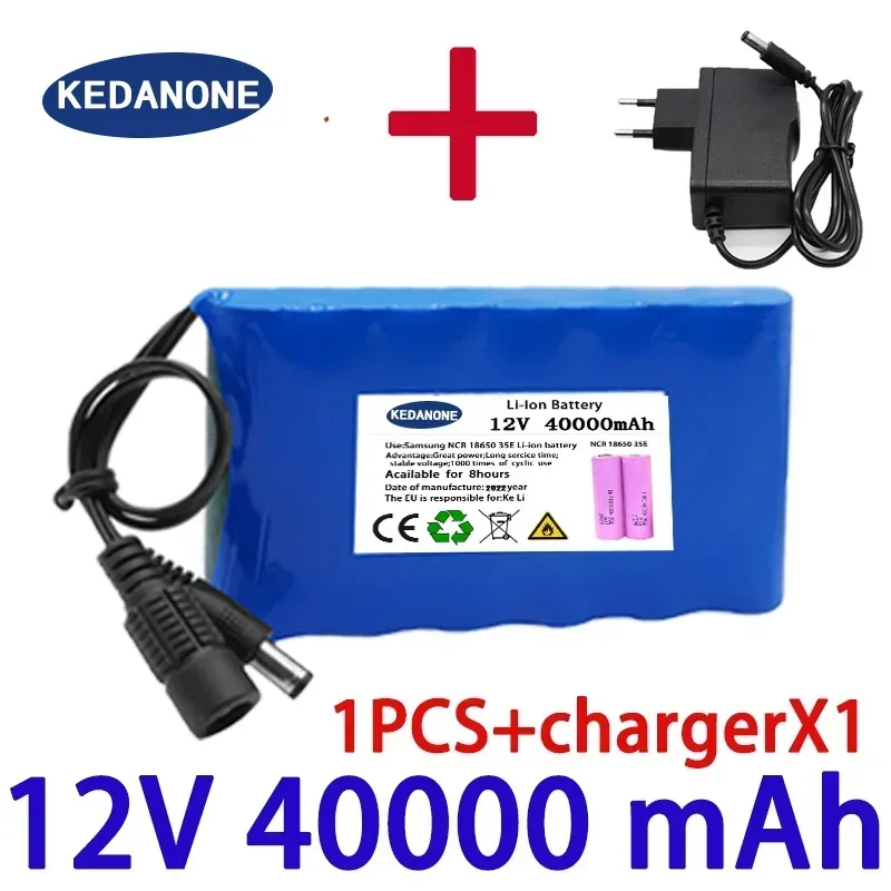 Original NEW Portable 12V 20000mah Battery Rechargeable Lithium Ion Battery Pack Capacity DC 12.6v 30Ah CCTV Cam Monitor + rechargeable battery portable power station
