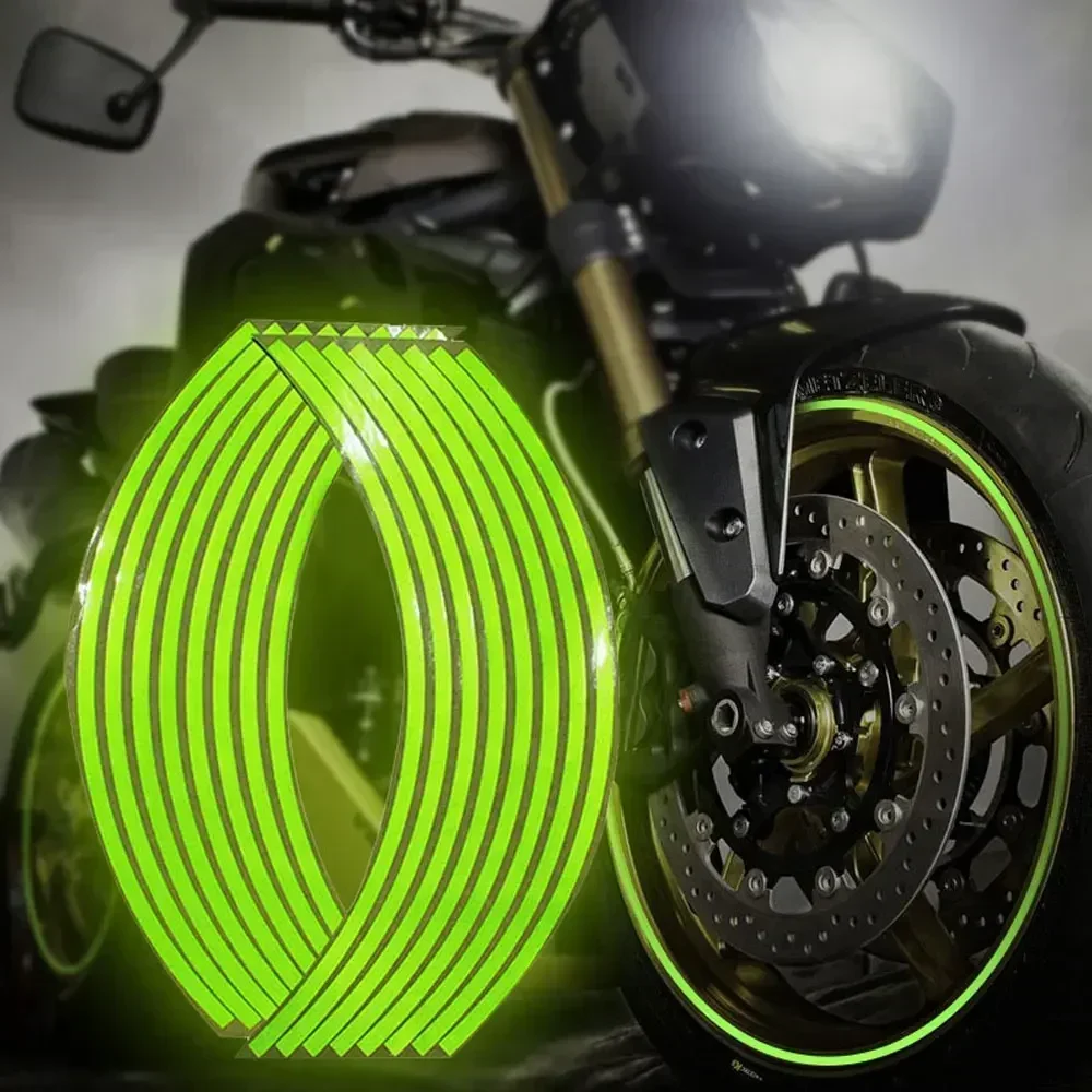 Universal Reflective Fluorescent Green Wheel Rim Decorative Strips - 18''