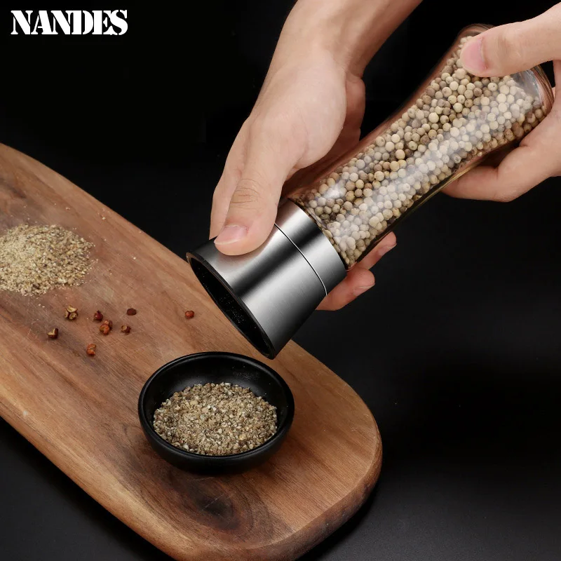 Salt Pepper Mill Stainless Steel Manual Adjustable Spice Grinding Containers salt and pepper grinder pepper grinder nut spice grinder herb spice grinder