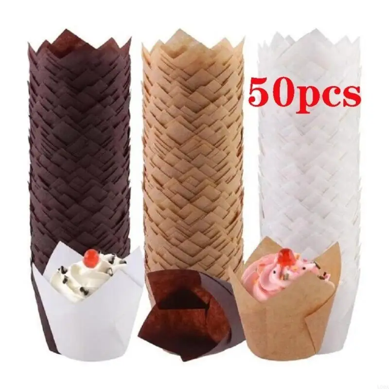 50pcs Standardgröße fettreiche Wrapper Natural Cupcake Liner Paper Liner – Detail 7