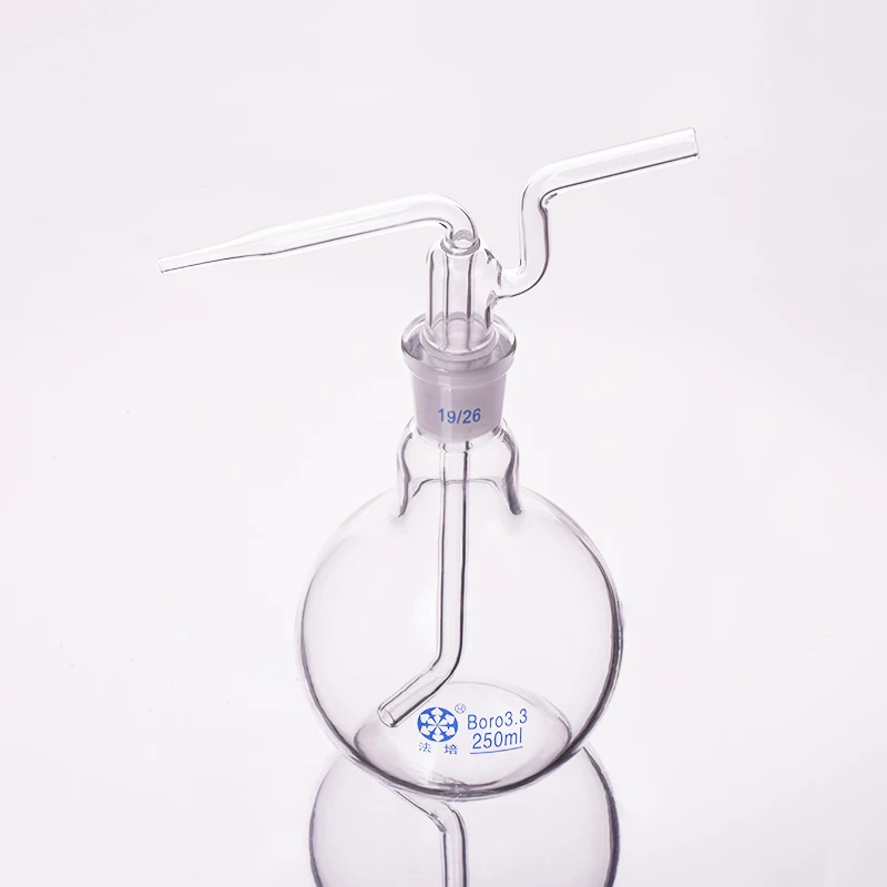 

SHUNIU Flat bottom gas washing bottle 250mL 19/26,Single standard Ground mouth flat flush flask,Gas wash bottle,Shisha hookah