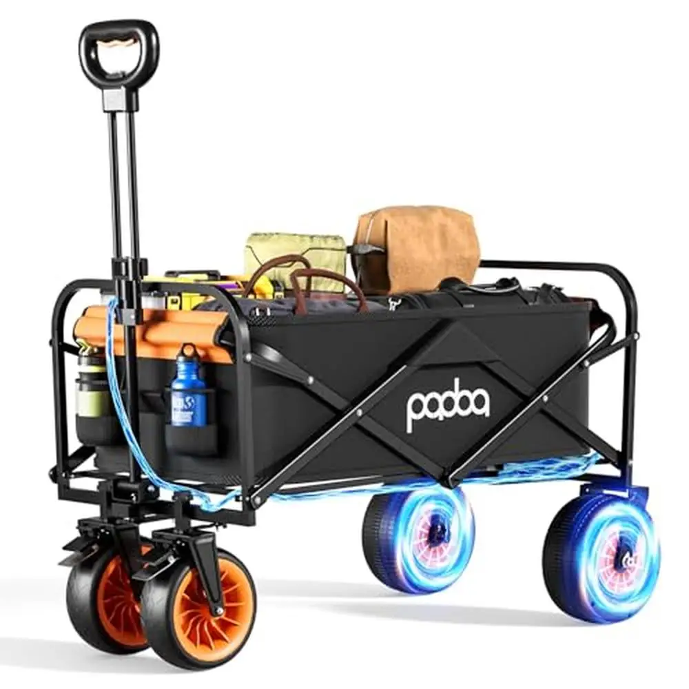 Portable Electric Assist Collapsible Wagon 330LBS All-Terrain Grocery Cart Camping Outdoor Adventure