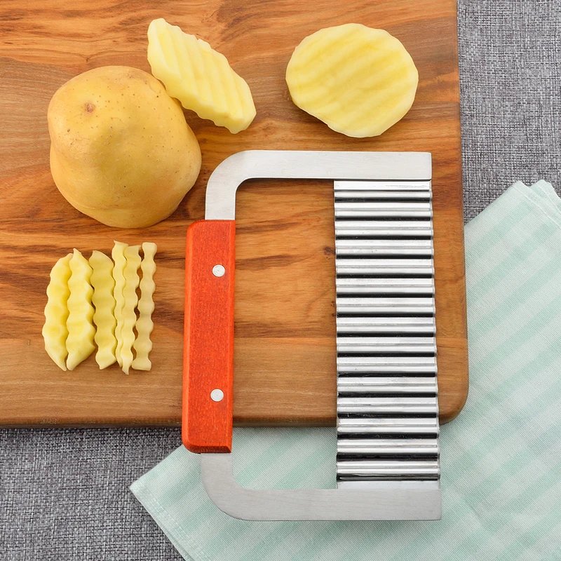 Crinkle Wavy Cutter Stainless Steel Vegetable Potato Chip French Fry Slicer Tool