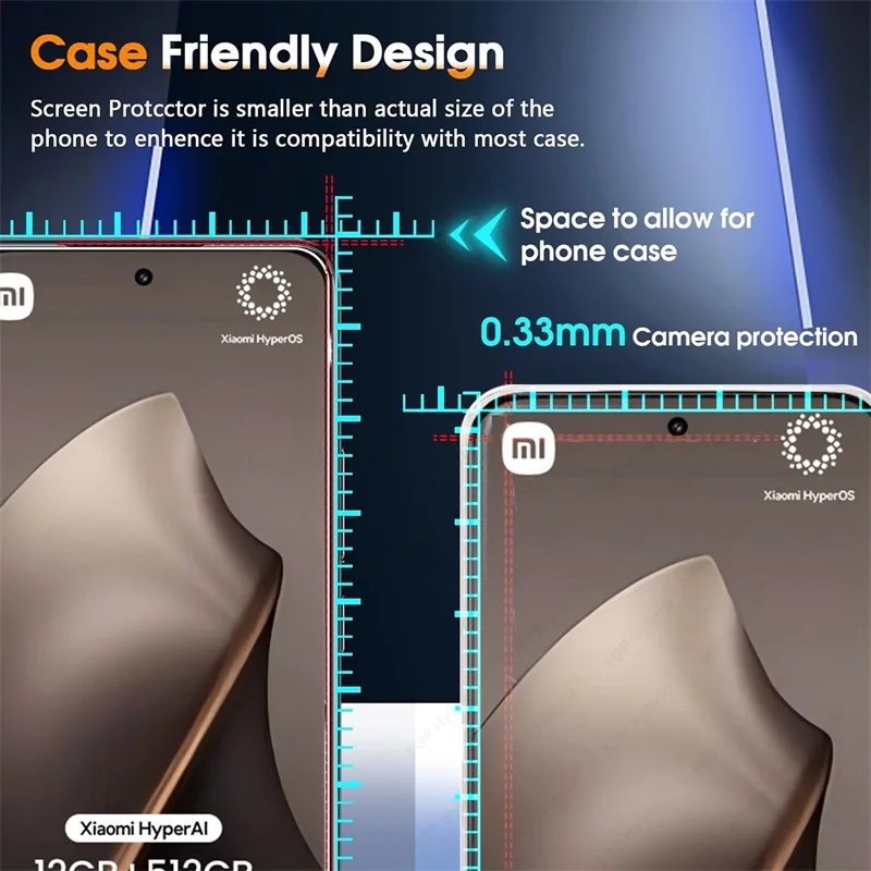 Full Cover Screen Protector - Premium HD Crystal 9H Tempered Glass, Anti-Scratch, Case Friendly