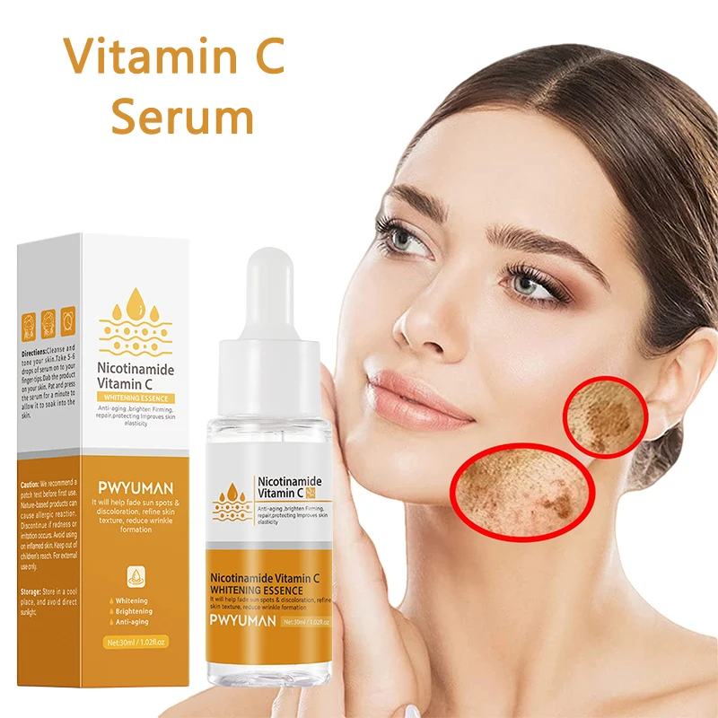 

Vitamin C Face Serum Niacinamide Whitening Cream Freckle Dark Spot Remover Moisturizer Anti Aging Lifting Korean Cosmetics 30ML