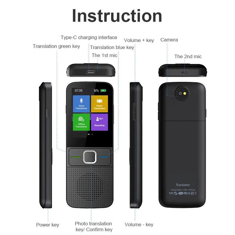 Offline voice translation intelligent portable real-time translator T10 overseas conference learning simultaneous interpretation voice translator,language translator