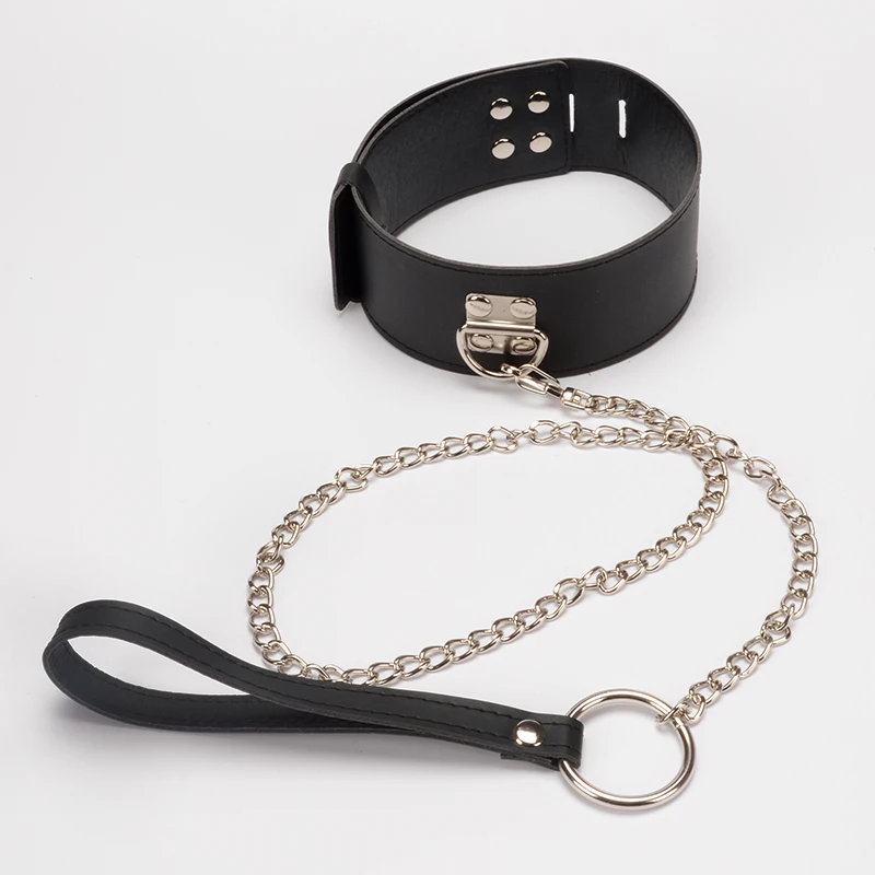 Bdsm Bondage Elastic Strap Pu Leather Collar With Traction Rope_voghion.com