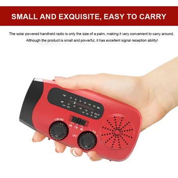 Portable Emergency Crank Radio FM/AM/WB Weather Radio with LED Flashlight Multifunctional Solar Power Radio for Outdoor Survival 5