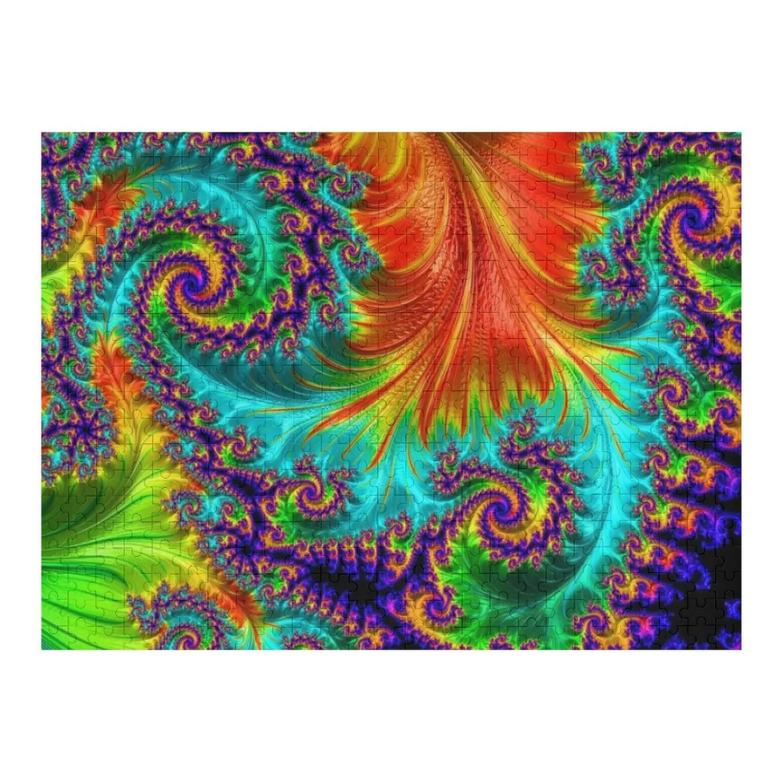 

Blacklight Fancy Fractal Spirals Jigsaw Puzzle Custom Wooden Name With Photo Custom Gift Puzzle