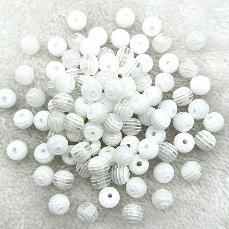 새로운 라운드 투명도 수지 비즈 50 개 6mm 8mm, 스트라이프 스페이서 비즈 쥬얼리 만들기 DIY 공예 의류 액세서리