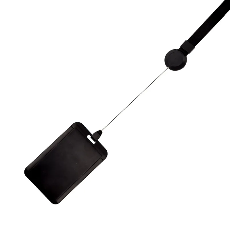 1 Set Professional Retractable ID Badge Holder with Sliding Cover Durable ABS Card Case with Neck Lanyard
