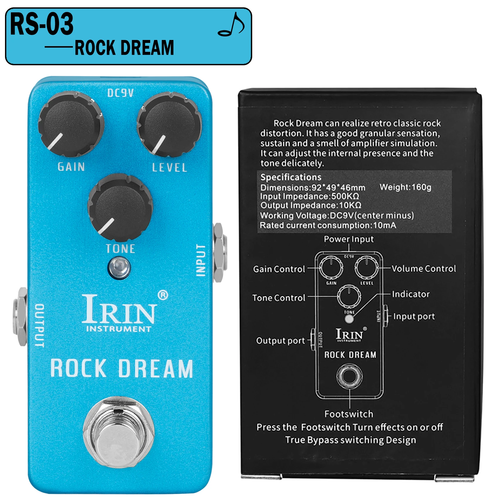 Enhanced Electric Guitar Effects Pedal: Versatile Fuzz, Overdrive, Distortion, Flanger, Ensemble & Tremolo Effects Accessory