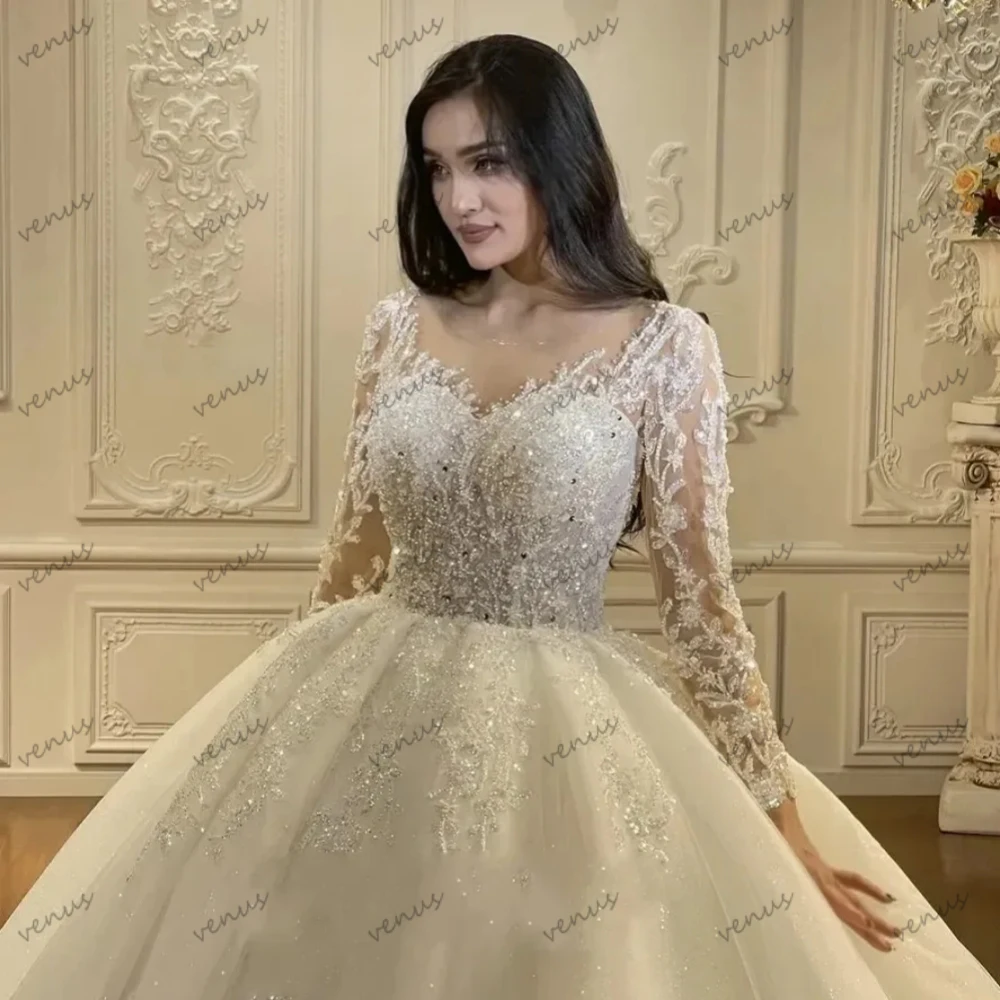 Exquisite Wedding Dresses A-Line Tulle Tiered Bridal Gowns Lace Appliques Beading Princess Robes Vestidos De Novia Customized 4