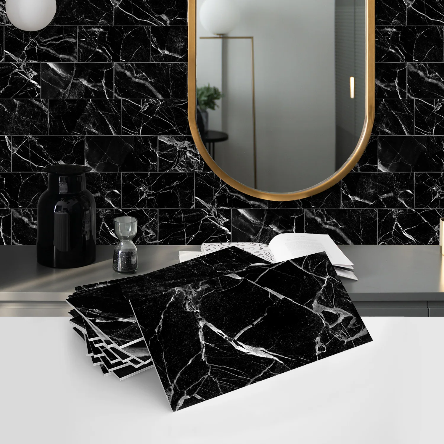 

4*8inch wall stickers Bathroom kitchen wall decoration thickened tile stickers waterproof self-adhesive